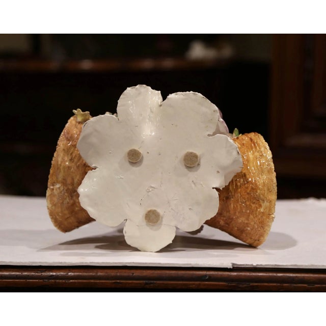 Early 20th Century French Painted Porcelain Barbotine Vase With Children Figures For Sale - Image 10 of 11