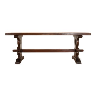 French Oak Trestle Base Dining Table For Sale