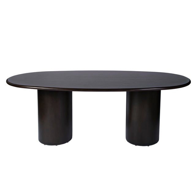 Spritely Home Accent Furniture Kersten 84 in. W Oval Wood Double Pedestal Base Dining Table, Coffee For Sale - Image 4 of 8