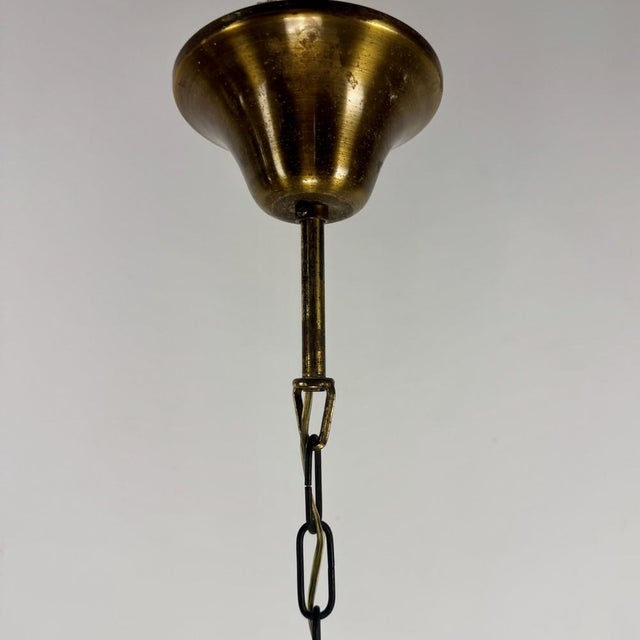 Italian Brass and Beveled Glass Pendant Light in the style of Adolf Loos, 1960s For Sale - Image 10 of 11