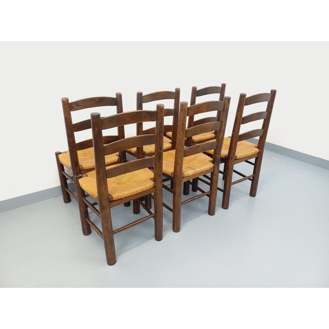 Wood Vintage Brutalist Chairs by Georges Robert, 1960s, Set of 6 For Sale - Image 7 of 18