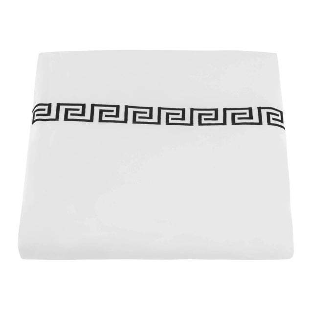 Transitional Greek Key Queen Duvet Cover in Black For Sale - Image 3 of 3