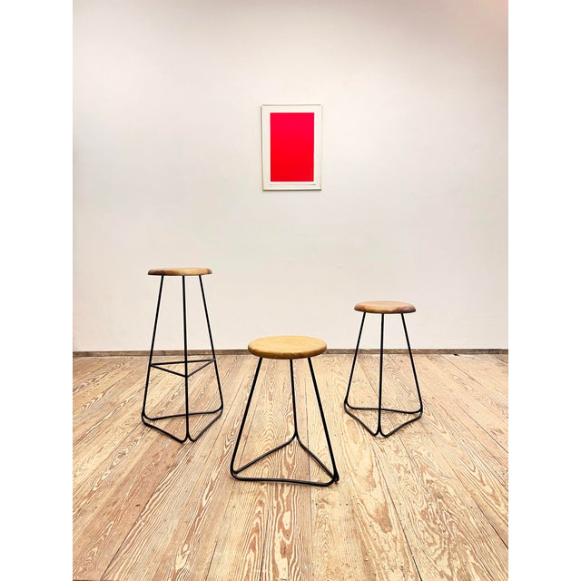 Bar Stool with Steel Frame and Oak Seat For Sale - Image 16 of 16