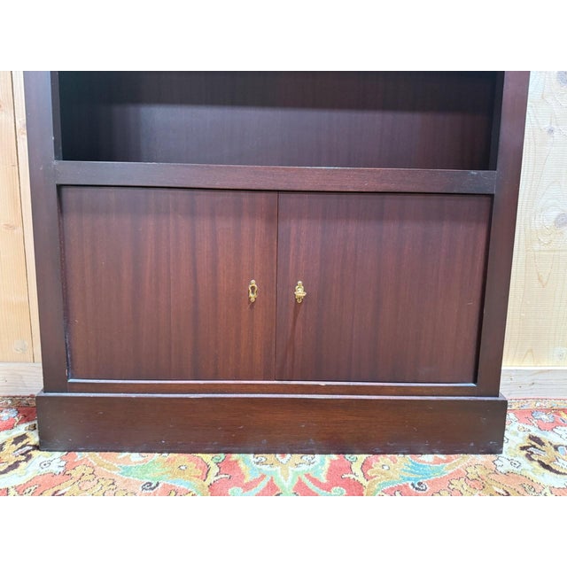 Wood Low Mahogany Bookcase with Marble Top, 1980s For Sale - Image 7 of 8