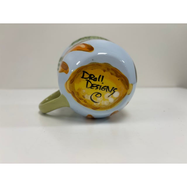 2000 - 2009 Vintage Droll Designs Hand Painted Ceramic Teacups - Set of 3 For Sale - Image 5 of 14