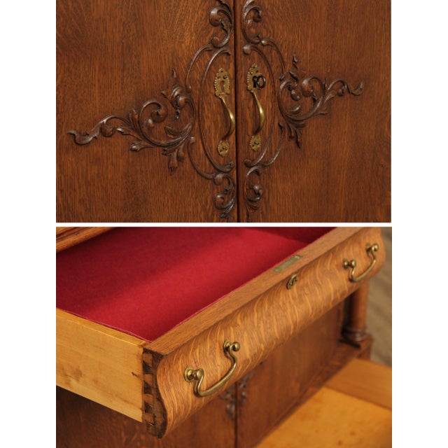 Antique Victorian Winged Griffin Carved Oak Sideboard Buffet For Sale - Image 4 of 13