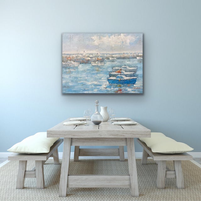 Contemporary Impressionist Style Nautical Oil Painting, 36" X 48" For Sale - Image 4 of 11