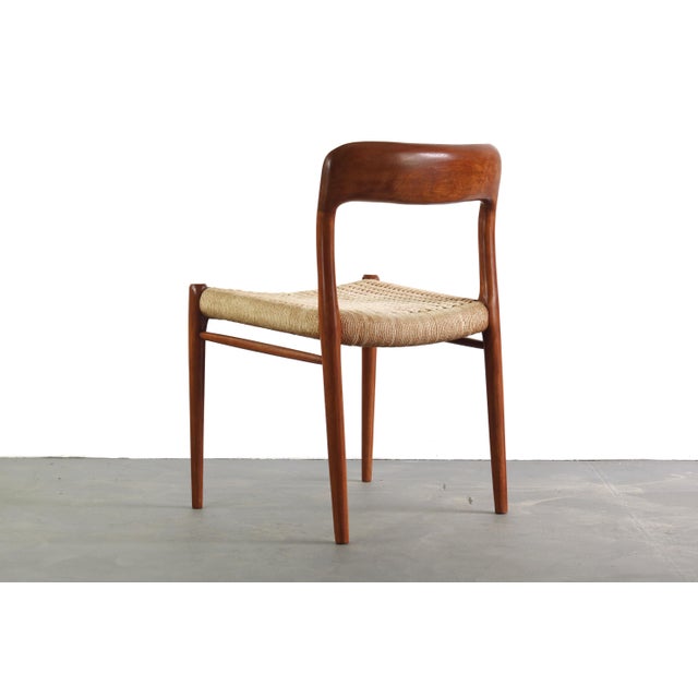 J.L. Møllers Møbelfabrik Niels Moller for Model No. 75 Side Chair in Teak w/ Papercord for J.L. Møllers Møbelfabrik, Denmark For Sale - Image 4 of 9