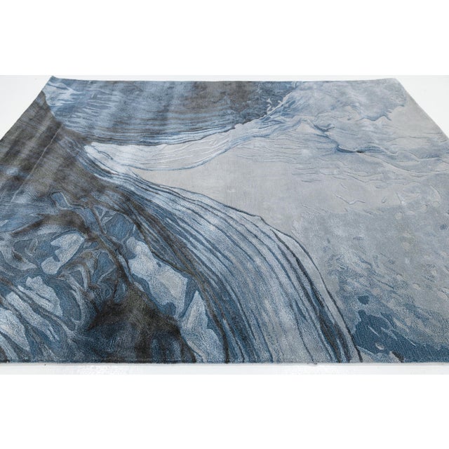 Abstract Glacial Flow - Modern Hand-Tufted Wool & Viscose Area Rug For Sale - Image 10 of 10