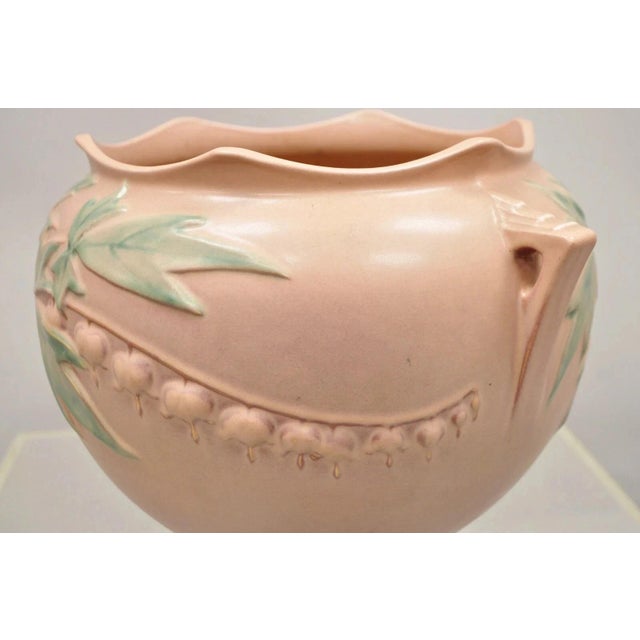 Antique Roseville Gardenia Bleeding Heart Pink 651-8" Jardiniere Planter Pot For Sale - Image 12 of 12