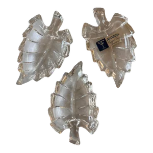 Set of 3 Yugoslavian Lead Crystal Leaf Trays