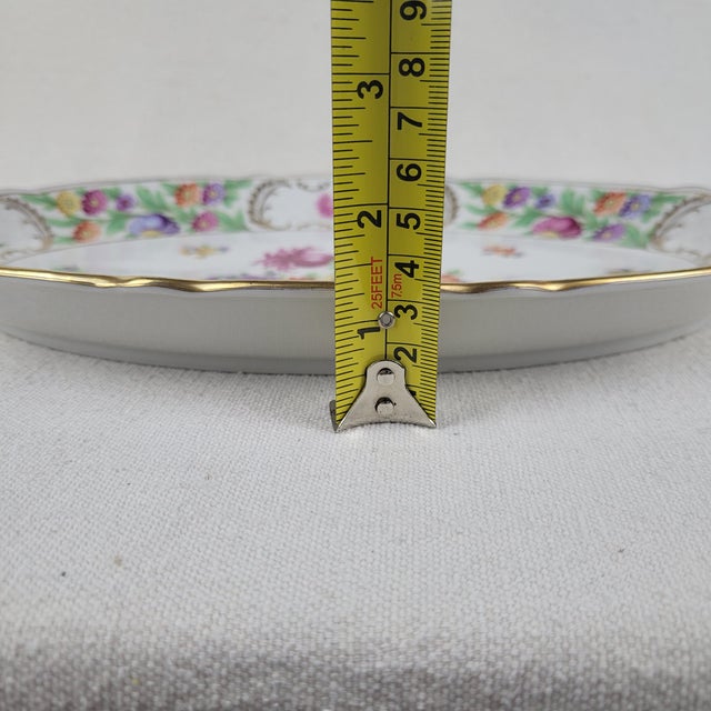 Early 20th Century Schumann Germany Empress Dresden Flowers Oval Serving Platter Porcelain For Sale - Image 6 of 6