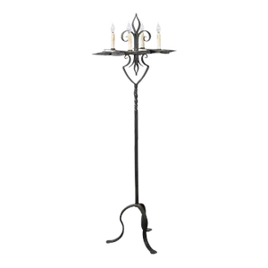 French Turn of the Century Candelabras Style Four-Light Wrought-Iron Floor Lamp