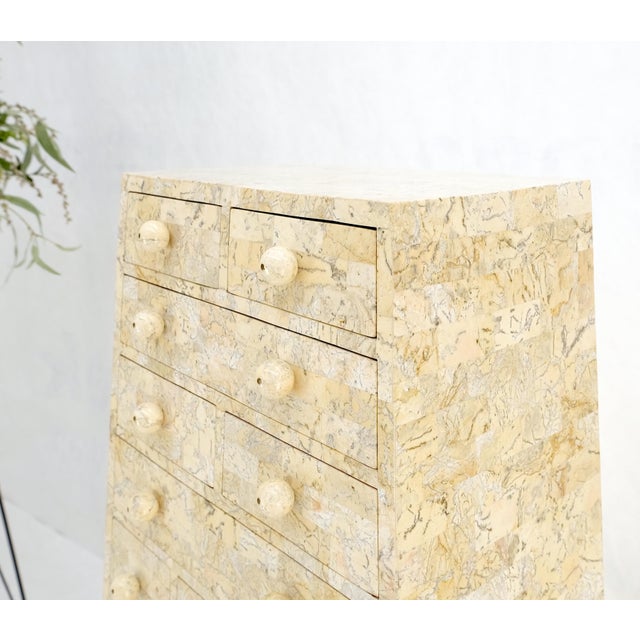 Pyramid Shape Tessellated Stone Marble Ball Pulls High Chest Dresser Drawer For Sale - Image 12 of 12