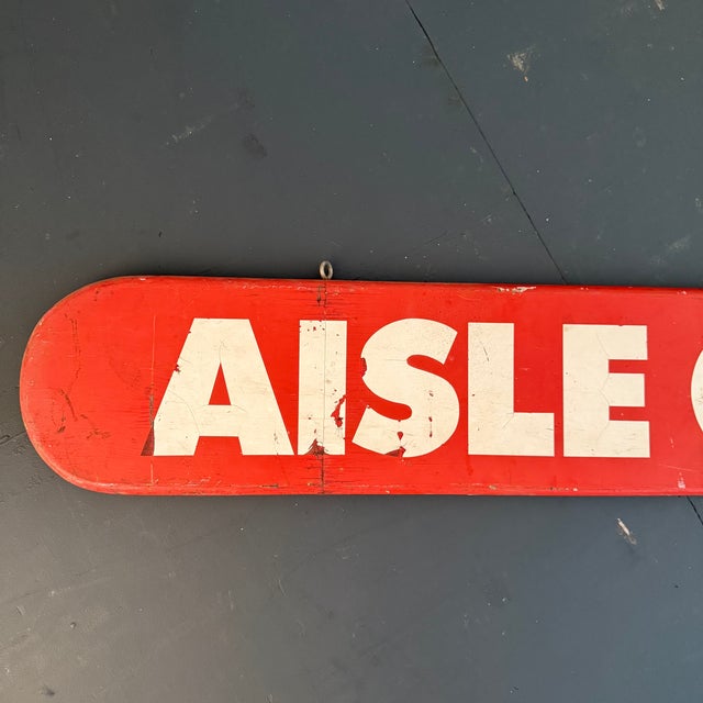 Mid-Century Modern Large Mid-Century Wood Retail Grocery Store Sign "Aisles of Values" For Sale - Image 3 of 9
