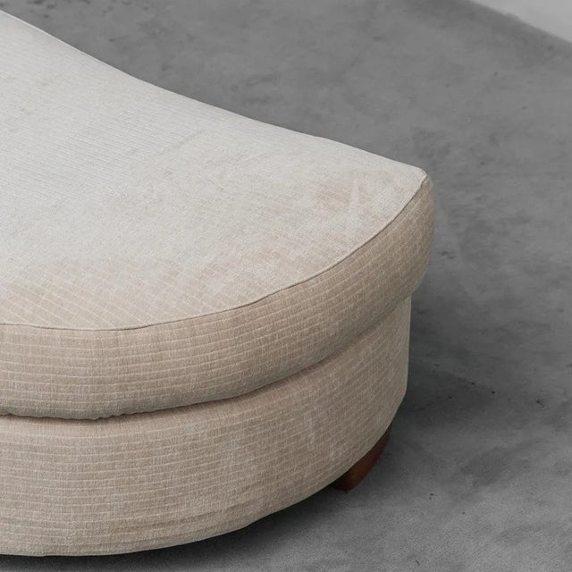 Velvet Ottoman with Wooden Feet, 1970s For Sale - Image 3 of 9