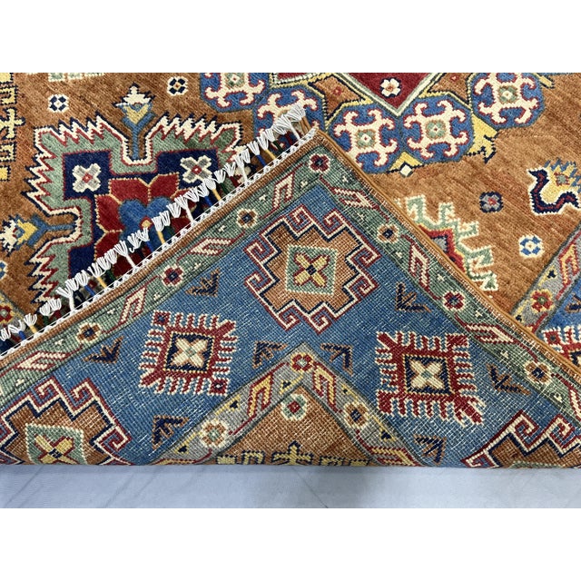 Rust and Blue Kazak Wool Rug With Center Medallion, 4'11" X 7'1" For Sale - Image 16 of 16
