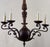 Early 20th century Spanish five arm wrought iron and turned wood light fixture. Mediterranean style blending rustic...