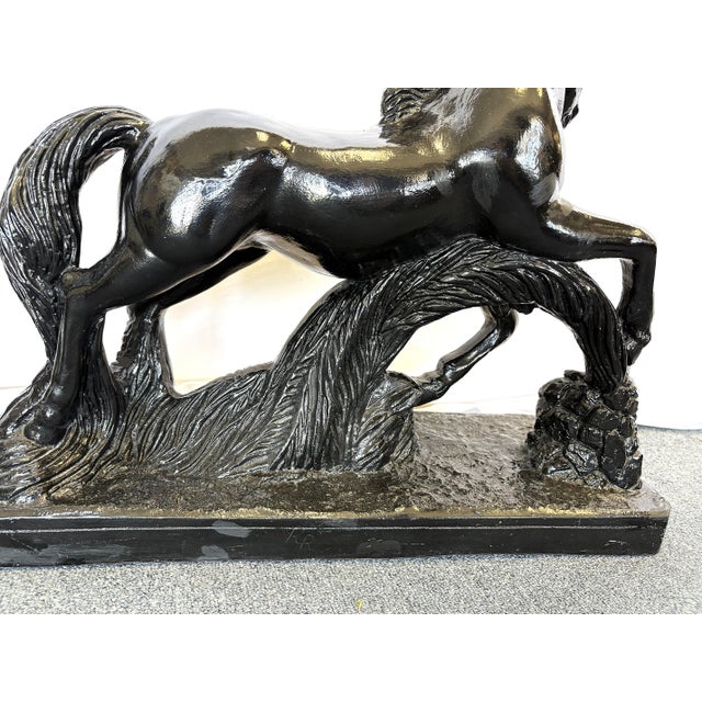 Mid Century Ceramic Rearing Black Stallion Figure Signed 'R R' Possibly Italian Sculptor Renato Rumonato For Sale - Image 12 of 16