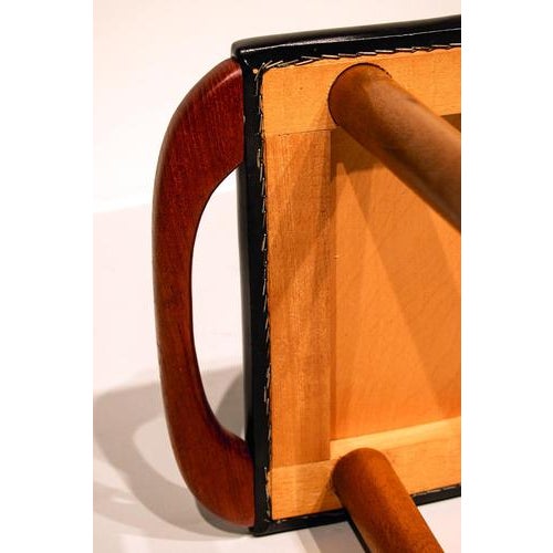 Scandinavian Stool in Teak and Leatherette For Sale - Image 5 of 8