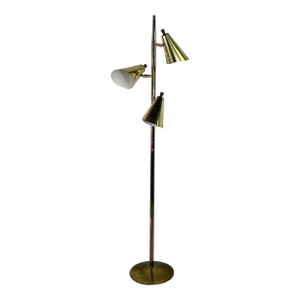 Mid Century Brass Atomic Style Floor Lamp