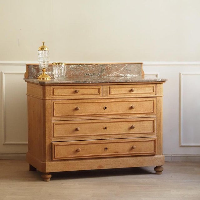 Vintage Oak Mirrored Chest of Drawers with Marble Top For Sale - Image 15 of 15