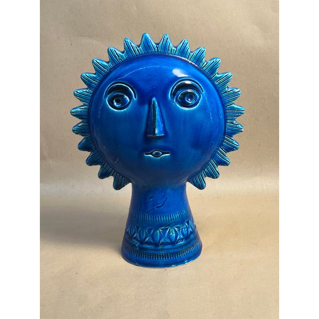 Aldo Londi 1990s Bitossi Ceramics Rimini Blue Sun Figure by Aldo Londi For Sale - Image 4 of 7