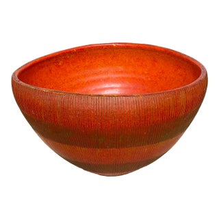1960s Aldo Londi for Bitossi - Large Bowl From Seta Series in Lobster Orange For Sale