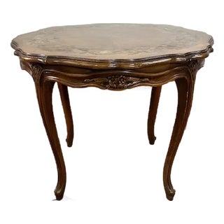 1980s Karges French Provincial Style Carved and Inlaid Side Table For Sale
