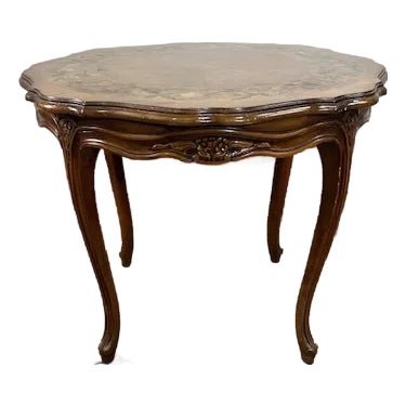 1980s Karges French Provincial Style Carved and Inlaid Side Table For Sale
