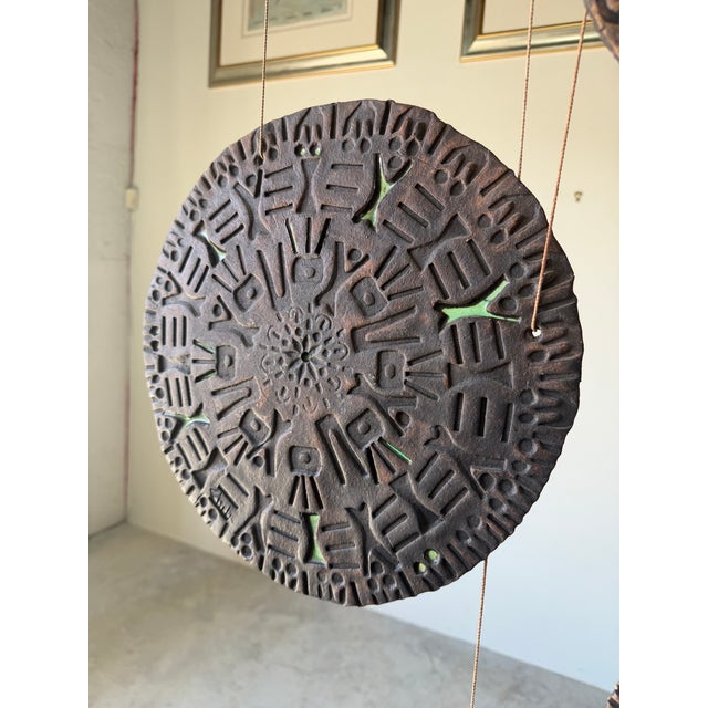 Large - Mid-Century Modern Signed Pottery Hanging Wind Chime For Sale - Image 4 of 12