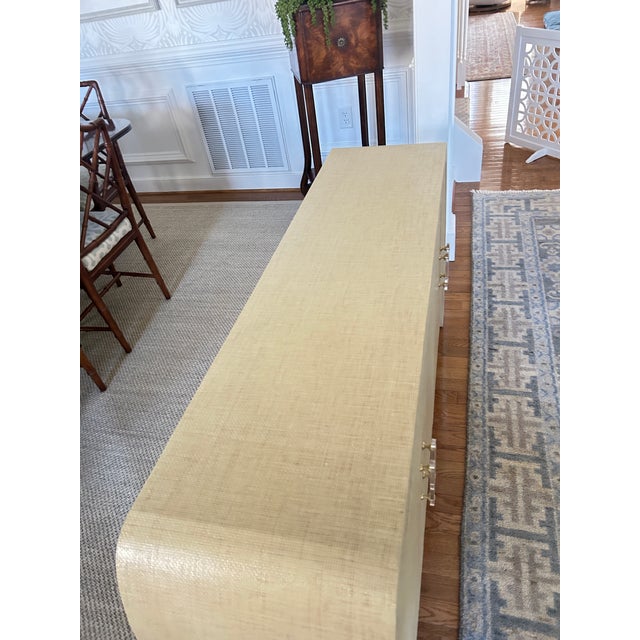 Textile Kravet Covered Grasscloth Sideboard, Attributed For Sale - Image 7 of 9