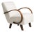 20th Century Czech Republic Warm Ivory Boucle Bentwood-Arm Lounge Chair For Sale