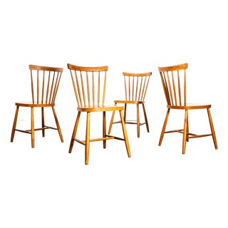 Stick Back Dining Chairs from Ton, 1950s, Set of 4 For Sale