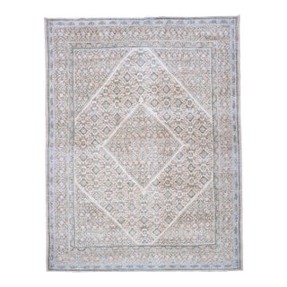 1970s Vintage Persian Handmade Wool Beige Cotton Area Rug For Sale