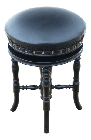Antique Ebonised Mahogany Revolving Adjustable Piano Stool, 1880s