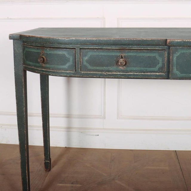 Impressive English early 19th C regency bowfronted oak console table. 1830 Dimensions:W: 187cm (73.6")H: 98cm (38.6")D:...