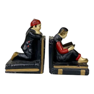 Mid-Century Hollywood Regency Oriental Figural Bookends - a Pair