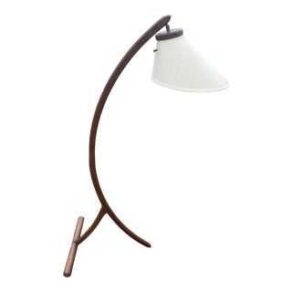 1950s Danish Mid-Century Sculptural Teak Arc Floor Lamp For Sale