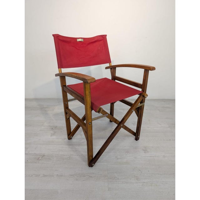 Vintage Wooden Directors Chair in Fabric For Sale - Image 11 of 12
