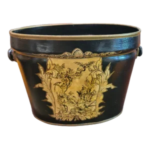 1960s Metal English Hand Painted Bucket