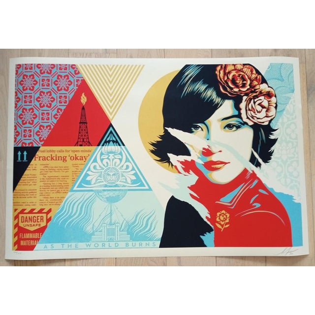 Shepard Fairey (Obey Giant) Open minds Screenprint on cream Speckletone paper. Signed by Shepard Fairey Numbered out of...