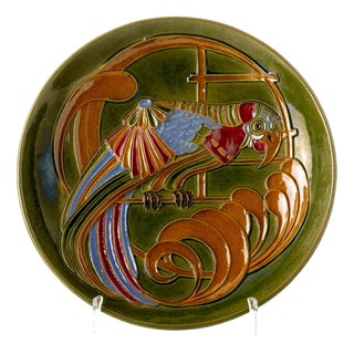 Earthenware Parrot Plate by Manuel Gustavo Bordallo Pinheiro For Sale