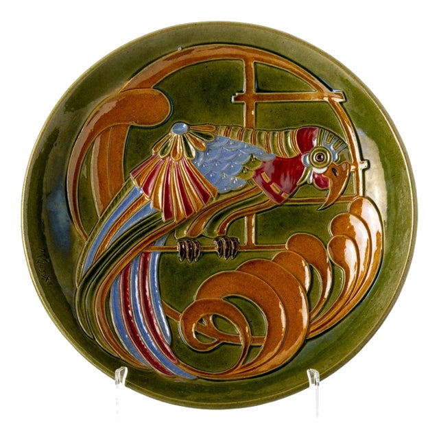 Earthenware Parrot Plate by Manuel Gustavo Bordallo Pinheiro For Sale