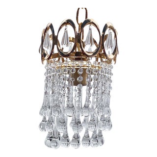Mid-Century Gold Frame Layered Chandelier For Sale