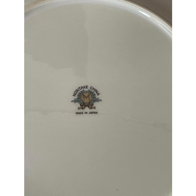 Early 20th Century Vintage Noritake Geranium Burgundy and Gray 6.5” Plates - Set of Nine (9) For Sale - Image 5 of 10