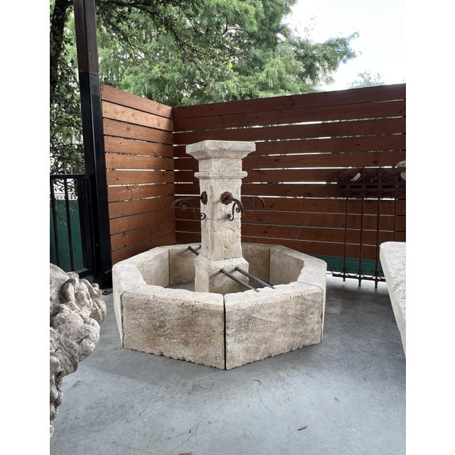 Auriol French Limestone Octagonal Center Fountain From Provence For Sale - Image 9 of 12