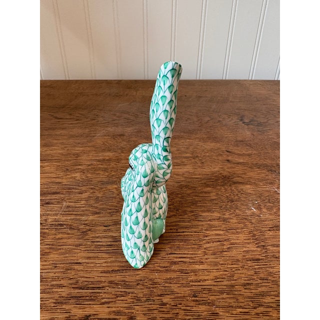 1980s Herend Green and White Porcelain Bunny Rabbit For Sale - Image 5 of 6
