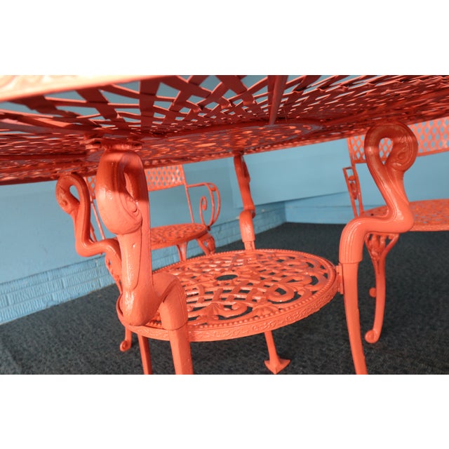 Vintage 1950s Flamingo Motif Wrought Iron Patio Table & 4 Chairs For Sale - Image 13 of 13