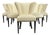 Set of 6 Mid-Century Tuxedo Dining Chairs, Ebonized Wood, Brass Nailheads For Sale